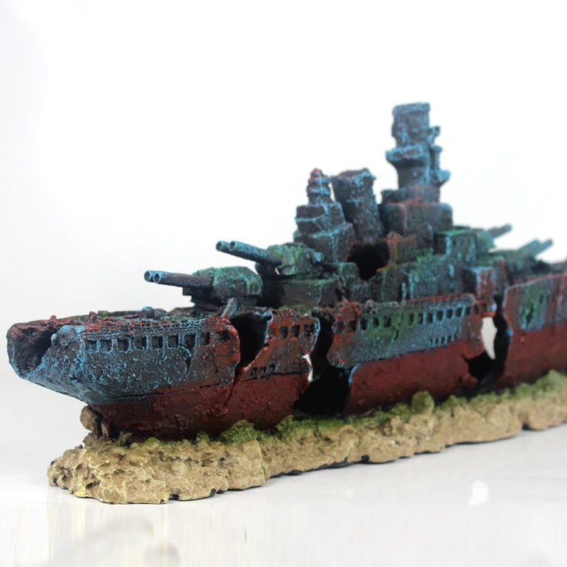49cm Navy Warship Batttle Ship Resin Boat Aqaurium Tank Fish Decoration Ornament aquarium decor  decoration