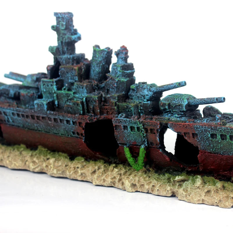 49cm Navy Warship Batttle Ship Resin Boat Aqaurium Tank Fish Decoration Ornament aquarium decor  decoration