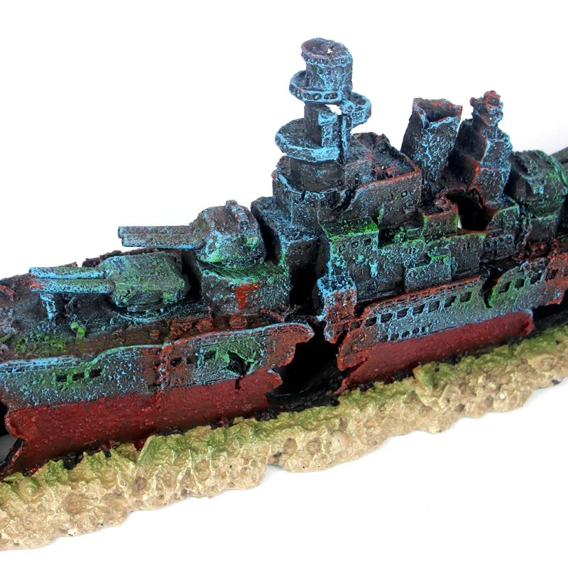 49cm Navy Warship Batttle Ship Resin Boat Aqaurium Tank Fish Decoration Ornament aquarium decor  decoration