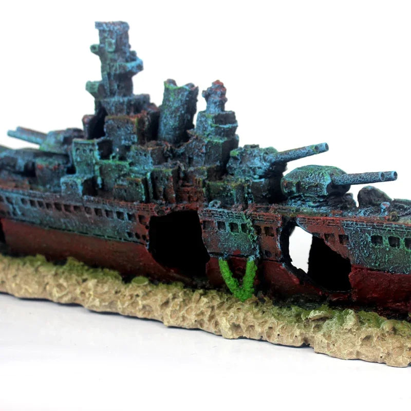 49cm Navy Warship Batttle Ship Resin Boat Aqaurium Tank Fish Decoration Ornament aquarium decor  decoration