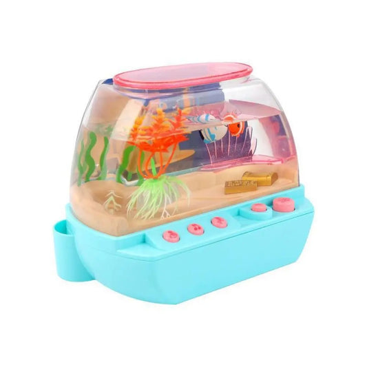 Creative Artificial Aquarium Toy Cartoon Lovely Mini Simulation Fish Tank with Music Electric Music Interactive Aquarium Toys